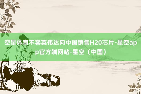 空星体育不容英伟达向中国销售H20芯片-星空app官方端网站-星空(中国)