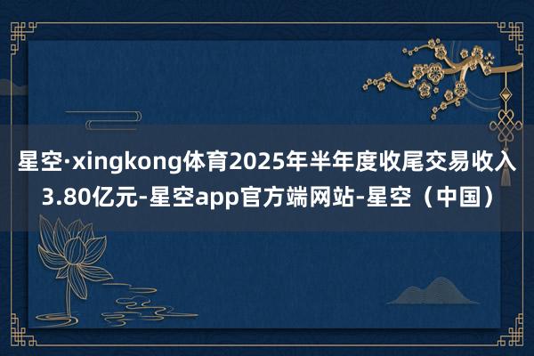 星空·xingkong体育2025年半年度收尾交易收入3.80亿元-星空app官方端网站-星空（中国）