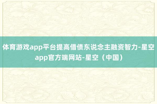 体育游戏app平台提高借债东说念主融资智力-星空app官方端网站-星空（中国）