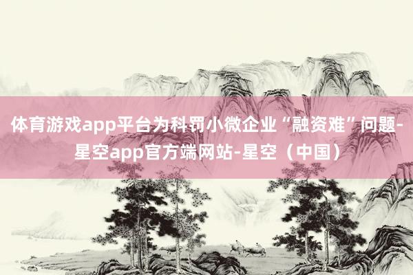 体育游戏app平台为科罚小微企业“融资难”问题-星空app官方端网站-星空（中国）